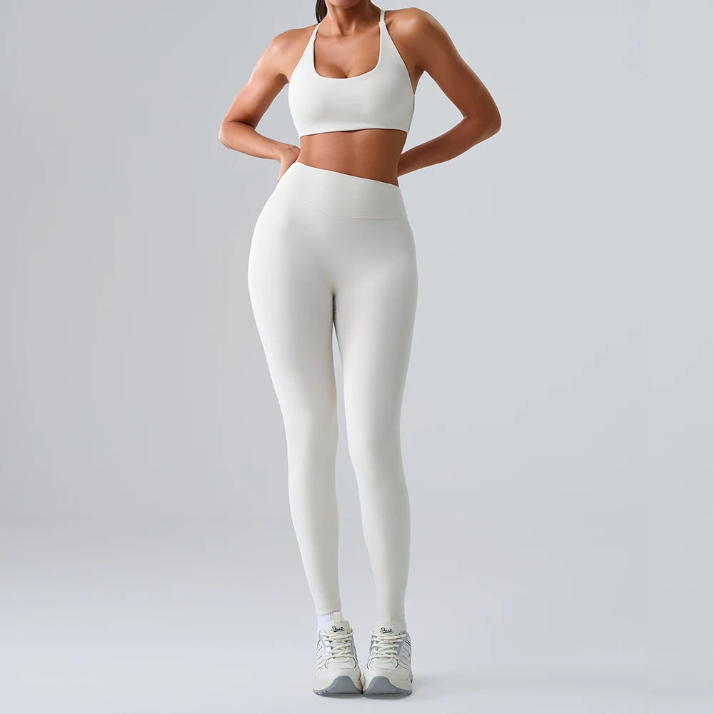 Yoga Sets 2 Pieces Women's Tracksuit Fitness Suit Sportswear Workout Set Sports Bra High Waist Leggings Gym Clothing Sports Suit