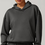 Custom Logo Matching Gym Workout Set for Women Winter Running Sport Suit Yoga Set with Jacket Hoodie Sweater Pants Sweatpants