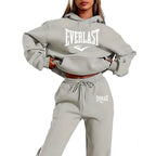 Letter Printed Women's Two Piece Tracksuit Set Fashion Jogging Sweatshirt Suit with Drawstring Sports Hood Quality Fitness Outfi