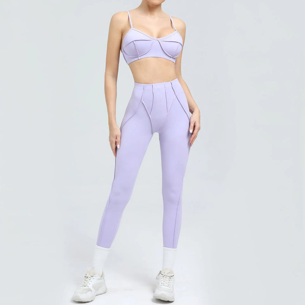 Seamless Yoga Sets Sports Fitness High Waist Hip-lifting Shapeing Trousers Backless Bra Suit Workout Gym Leggings Sets for Women
