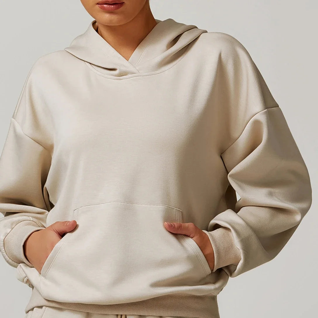 Custom Logo Matching Gym Workout Set for Women Winter Running Sport Suit Yoga Set with Jacket Hoodie Sweater Pants Sweatpants