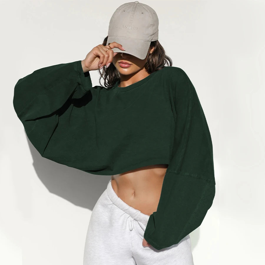 Women Sports Crop Top T-Shirts Gym Clothing Yoga Loose Tops Long Sleeve Sportswear Workout Clothing Fitness Smock Spring Autumn