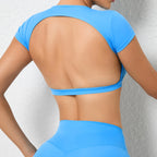 Sports Muscle Back Tee Without Padded Women Backless Sports Shirts Workout Gym Training Yoga T-Shirt Outdoor Open Back Tops