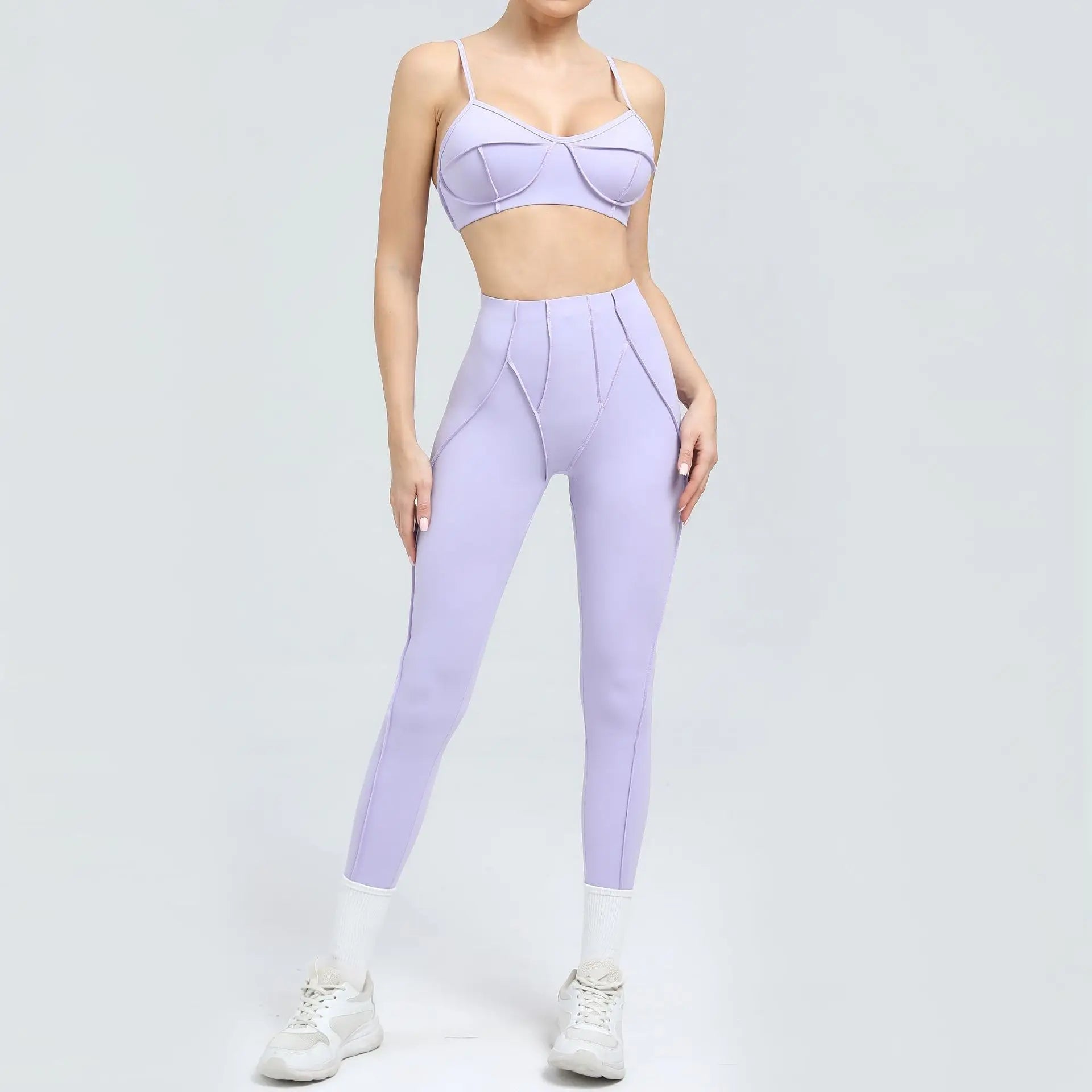Seamless Yoga Sets Sports Fitness High Waist Hip-lifting Shapeing Trousers Backless Bra Suit Workout Gym Leggings Sets for Women