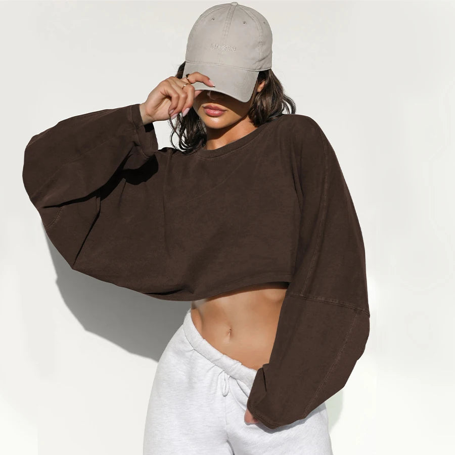 Women Sports Crop Top T-Shirts Gym Clothing Yoga Loose Tops Long Sleeve Sportswear Workout Clothing Fitness Smock Spring Autumn