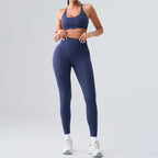 Yoga Sets 2 Pieces Women's Tracksuit Fitness Suit Sportswear Workout Set Sports Bra High Waist Leggings Gym Clothing Sports Suit