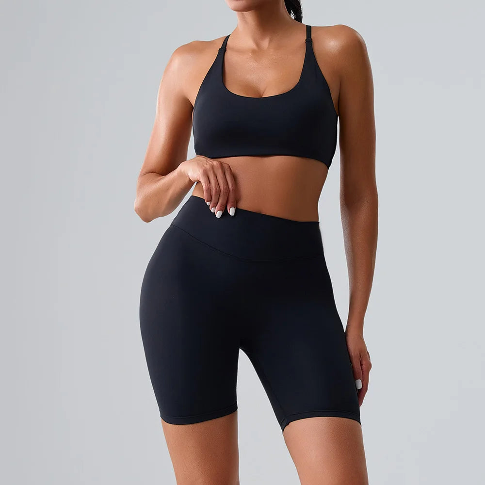 Yoga Sets 2 Pieces Women's Tracksuit Fitness Suit Sportswear Workout Set Sports Bra High Waist Leggings Gym Clothing Sports Suit