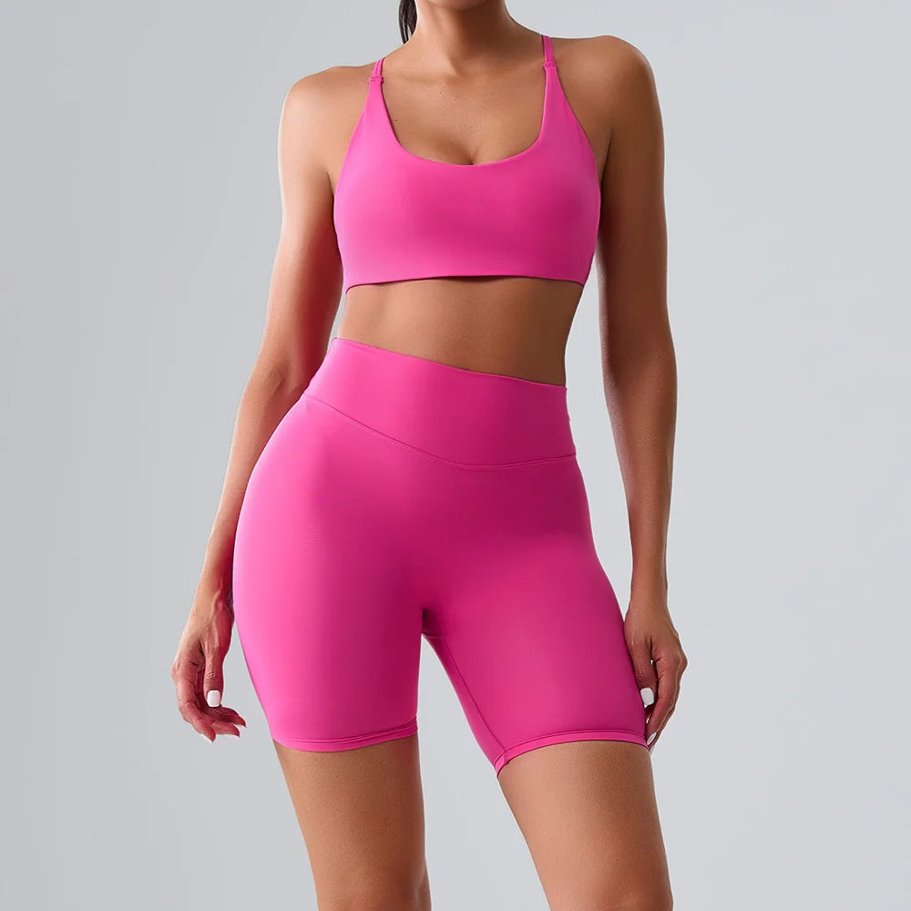 Yoga Sets 2 Pieces Women's Tracksuit Fitness Suit Sportswear Workout Set Sports Bra High Waist Leggings Gym Clothing Sports Suit