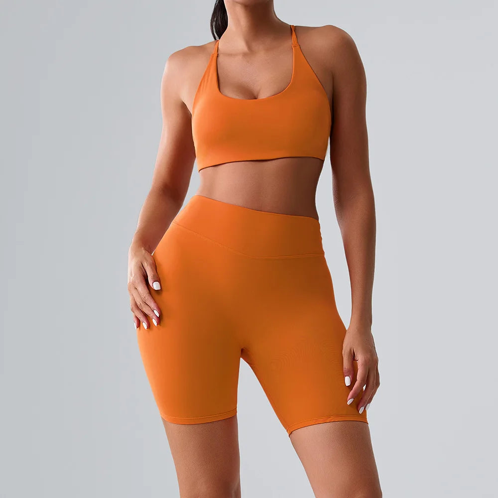 Yoga Sets 2 Pieces Women's Tracksuit Fitness Suit Sportswear Workout Set Sports Bra High Waist Leggings Gym Clothing Sports Suit