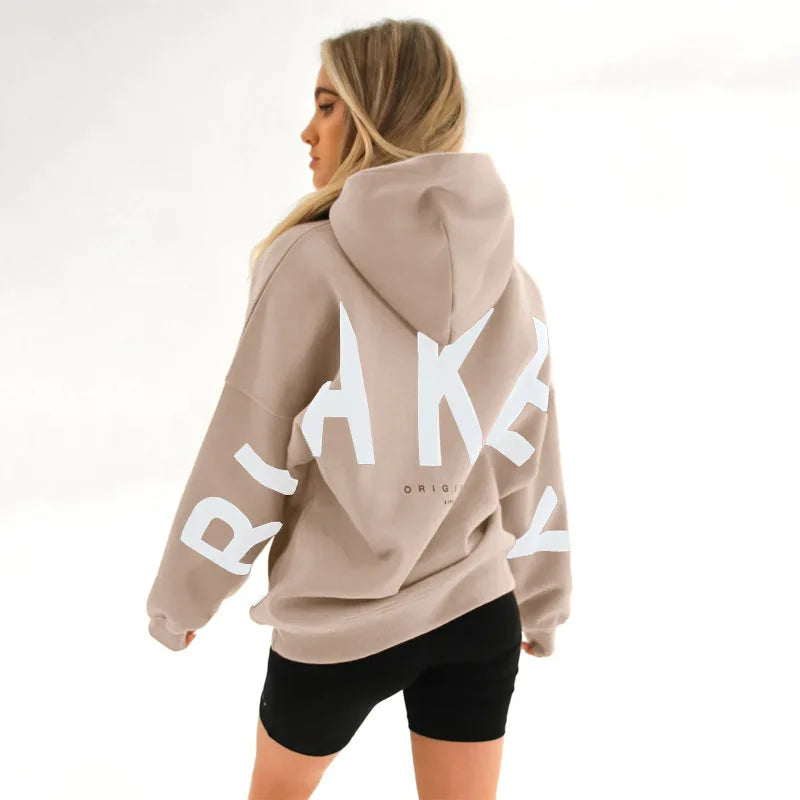 Blakely Women 2025 New Oversize Long-sleeved Sweatshirt Vintage Casual Sport Gym Streetwear Y2K Letter Printed Pullover Hoodie